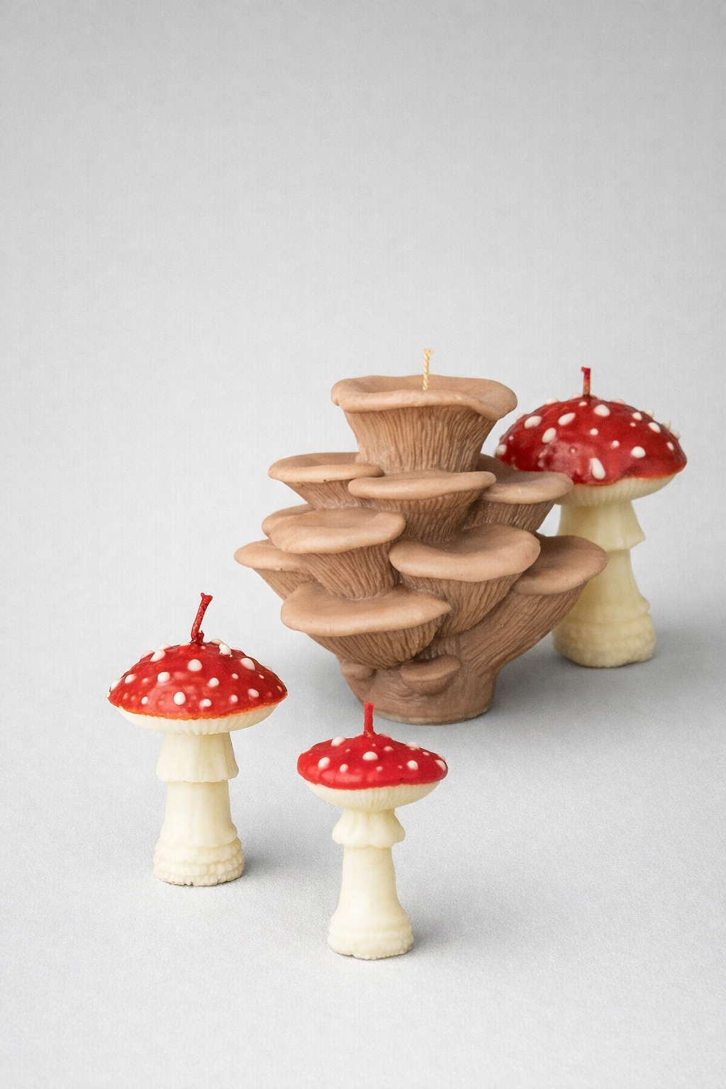 Oyster Mushroom Cluster -  Red Amanita Mushroom Candles