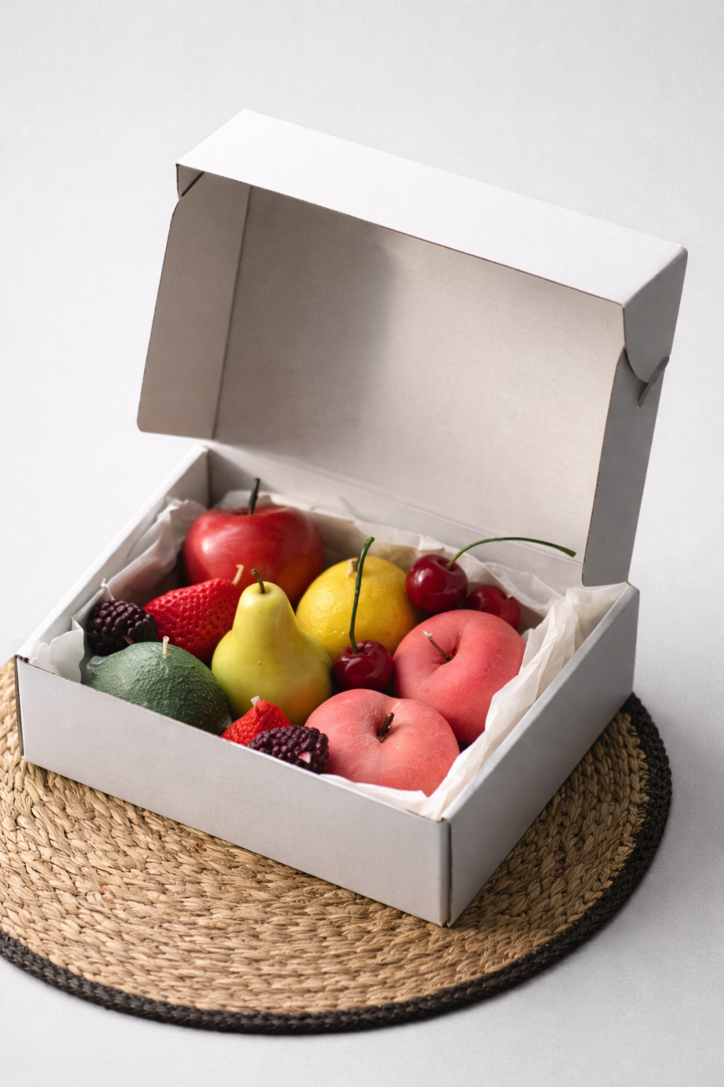 Handmade Fruit Basket Candle Set: Soy & Beeswax Blend, Farmhouse Decor