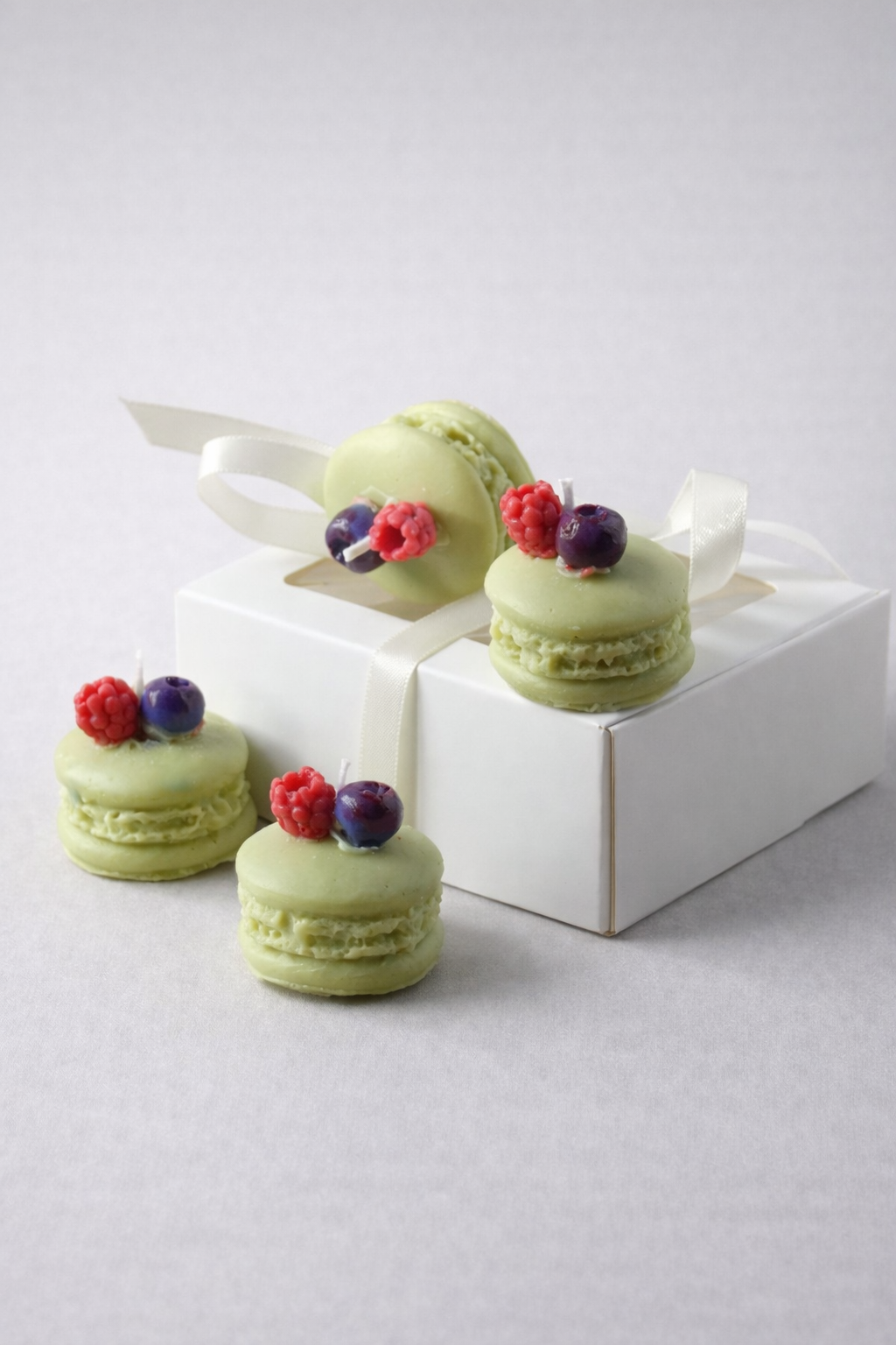 Macaron Candle Set: Handmade Soy Wax Dessert Candles, Realistic Food Decor