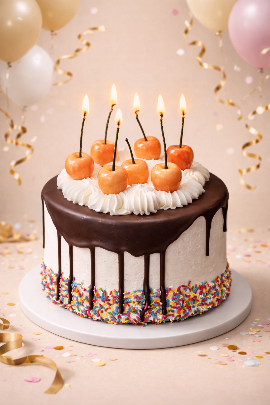 Cherry Birthday Cake Candles: Handmade Soy Wax Party Toppers - Set