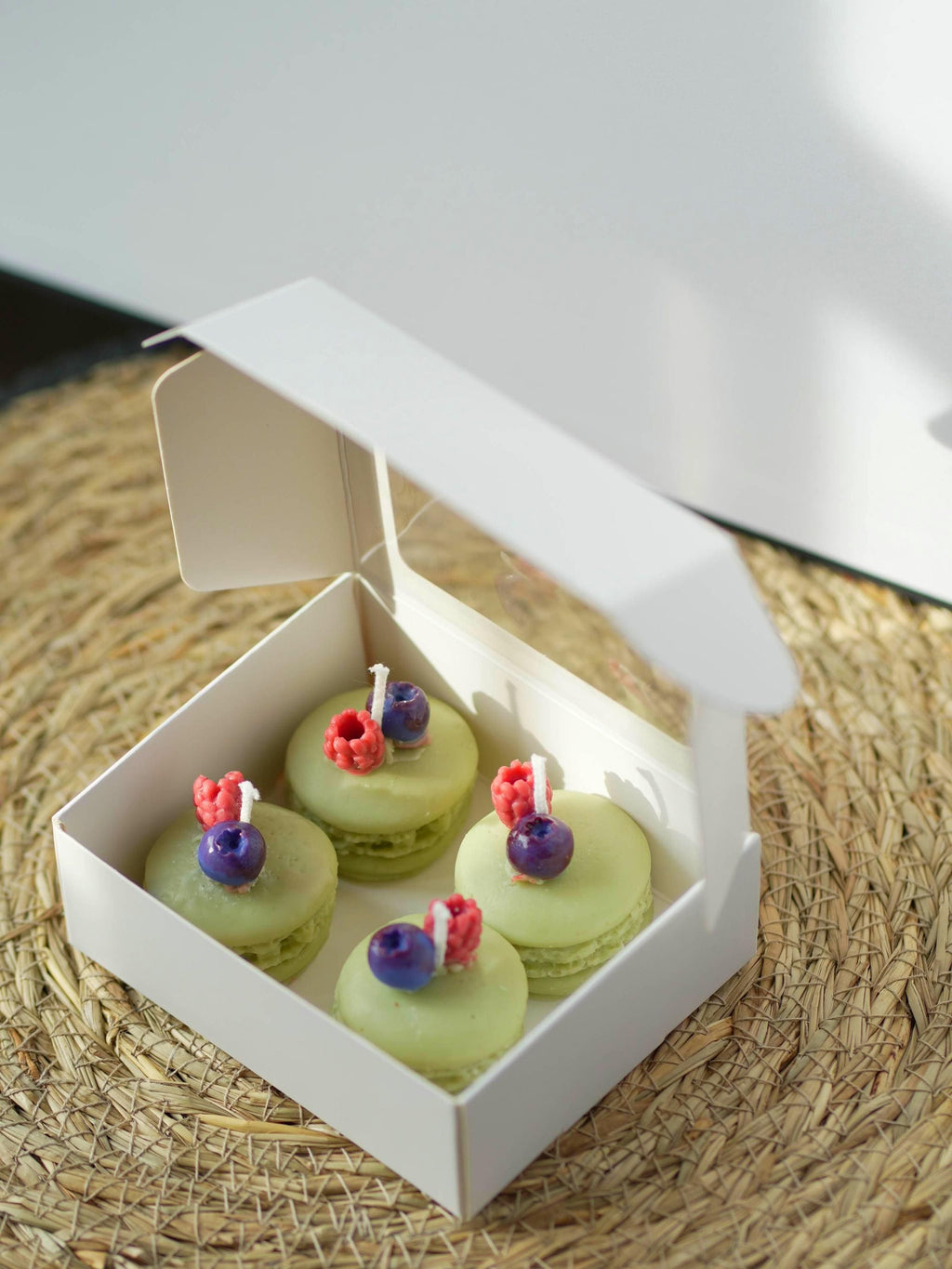 Macaron Candle Set: Handmade Soy Wax Dessert Candles, Realistic Food Decor