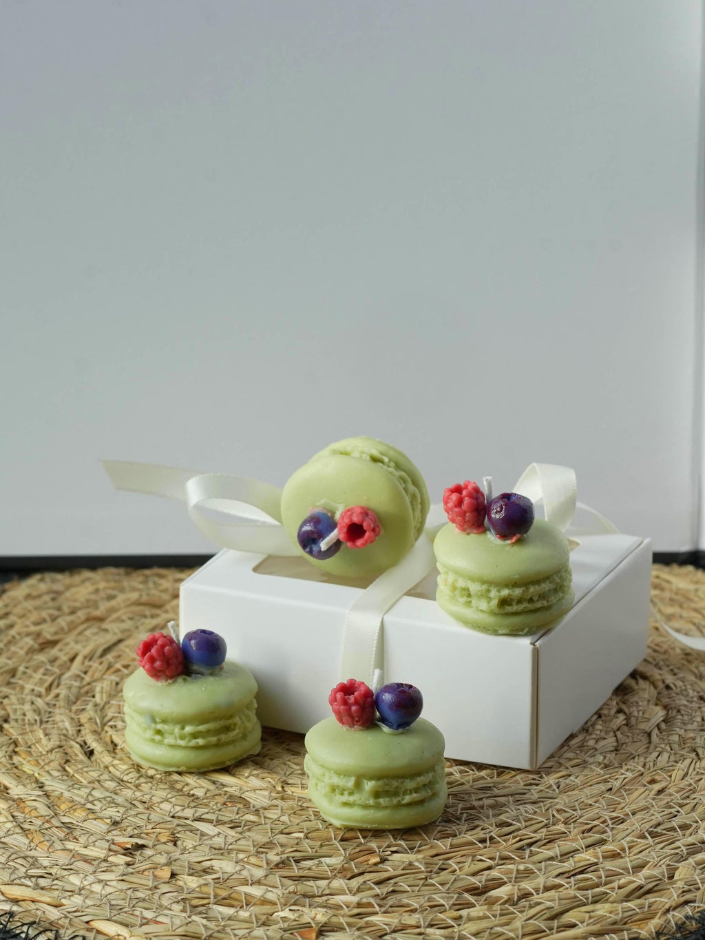 Macaron Candle Set: Handmade Soy Wax Dessert Candles, Realistic Food Decor