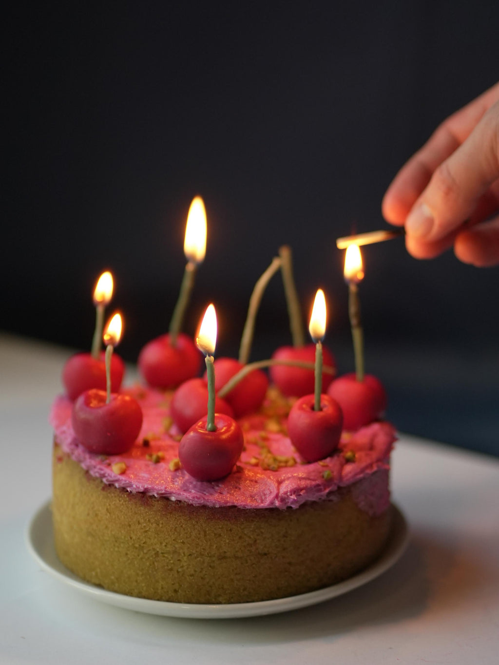 Cherry Candles: Handmade Soy Wax Party Toppers - Set of 3 or 8