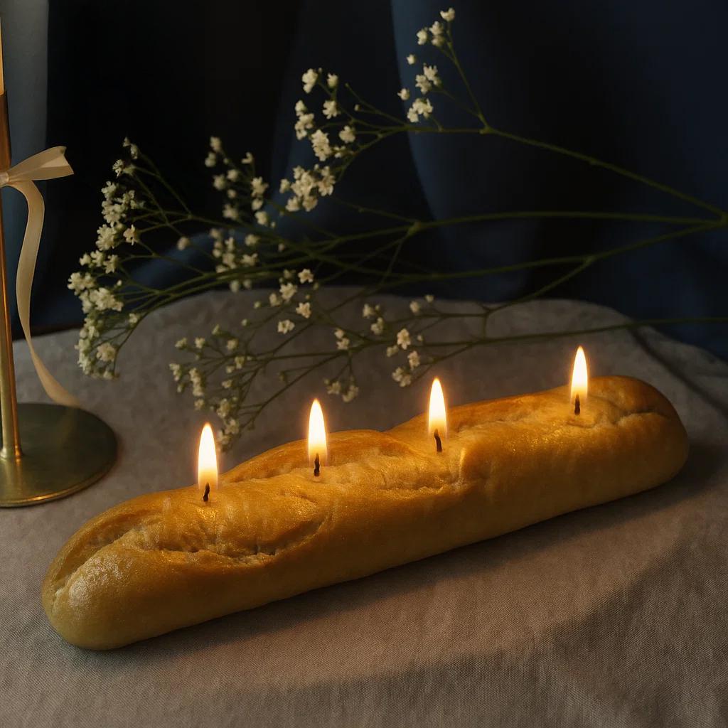 Realistic Baguette Candle Handmade Bread Loaf - Scented or Unscented