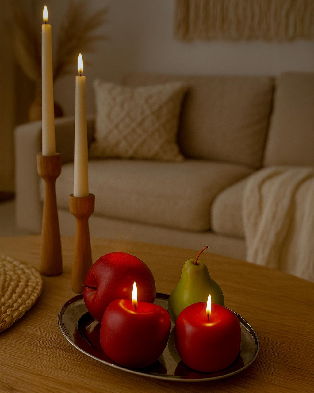 Handmade Fruit  Candles : 100% Soy wax,  Farmhouse Decor, Apple, Pear