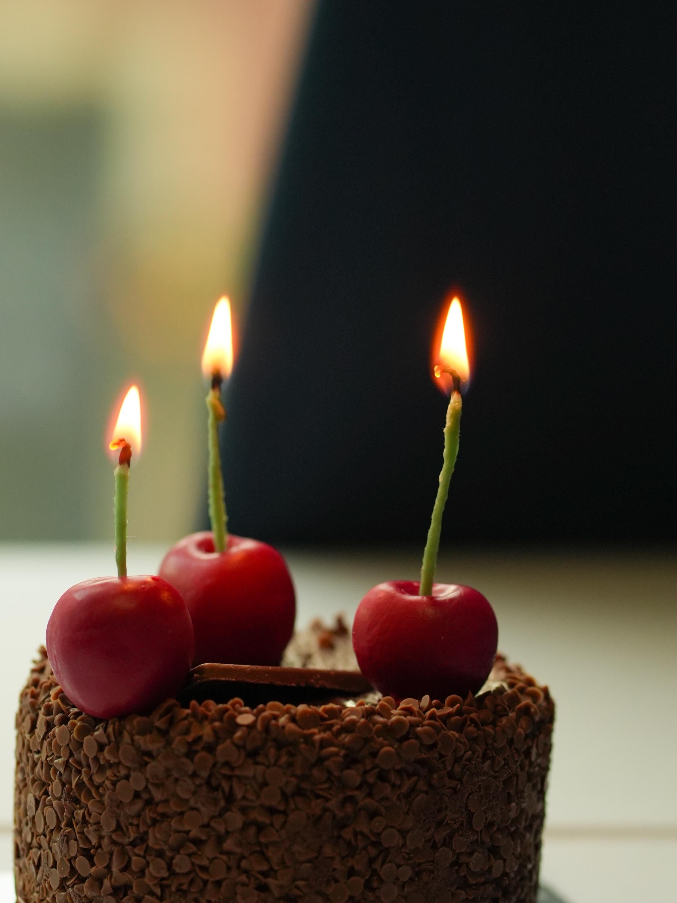 Cherry Candles: Handmade Soy Wax Party Toppers - Set of 3 or 8