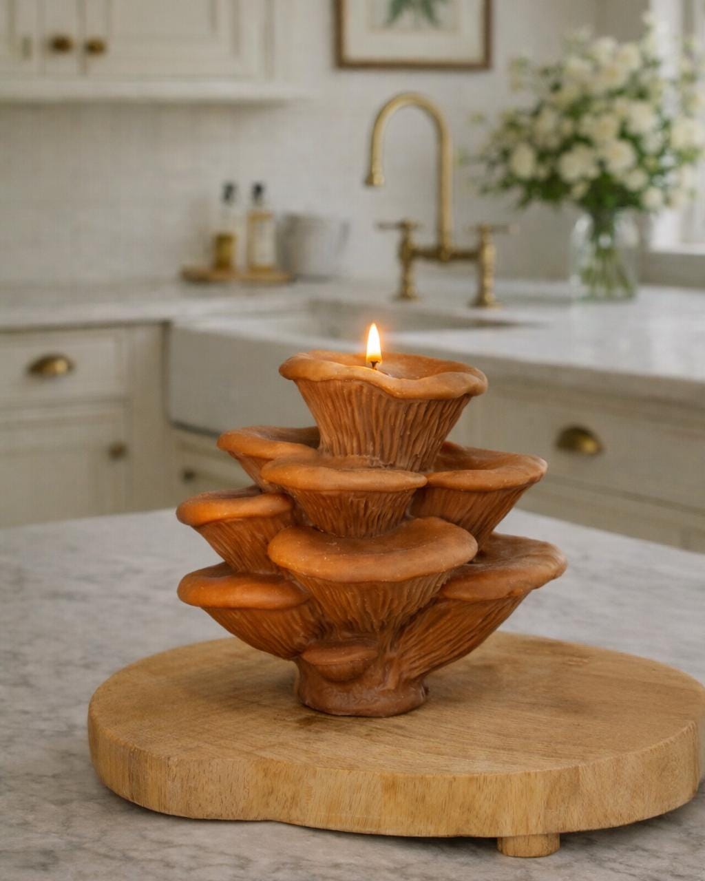 Oyster Mushroom Cluster -  Red Amanita Mushroom Candles