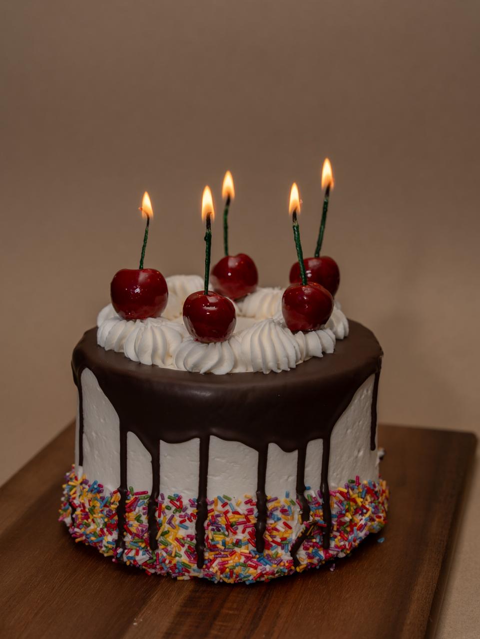 Cherry Birthday Cake Candles: Handmade Soy Wax Party Toppers - Set