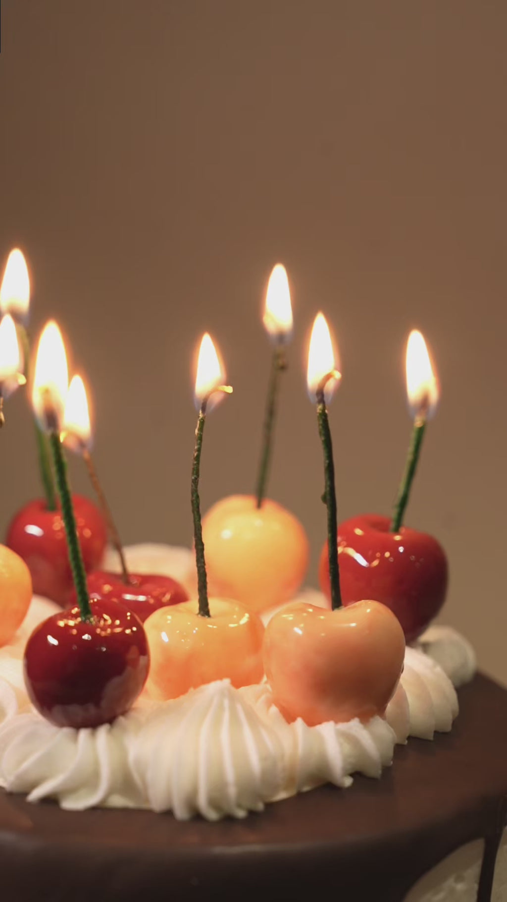 Cherry Birthday Cake Candles: Handmade Soy Wax Party Toppers - Set